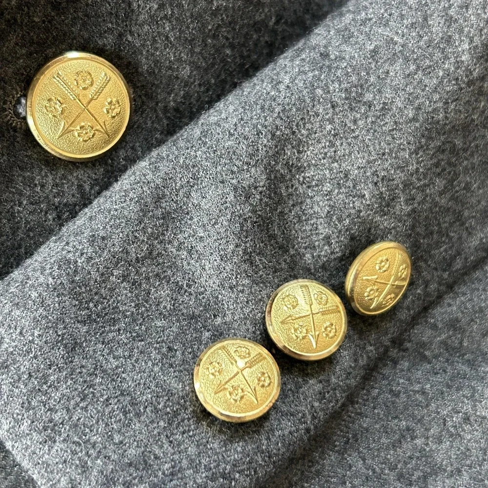 College Hall Wool Blazer Mens 42R Gray‎ Gold Buttons Preppy Ivy
